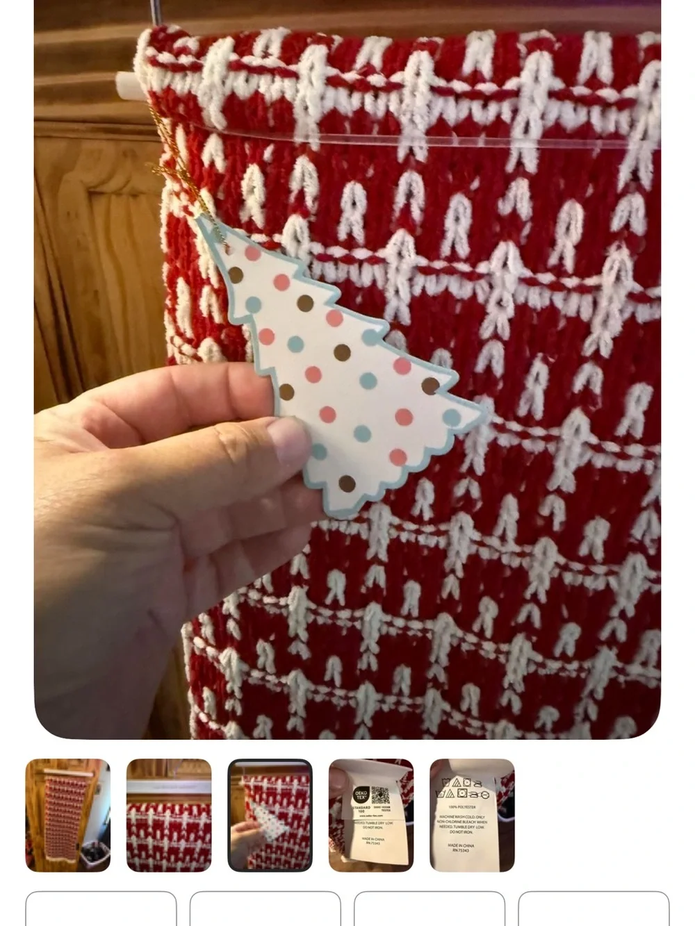 cupcakes & cashmere Red and Cream Knit Throw Blanket